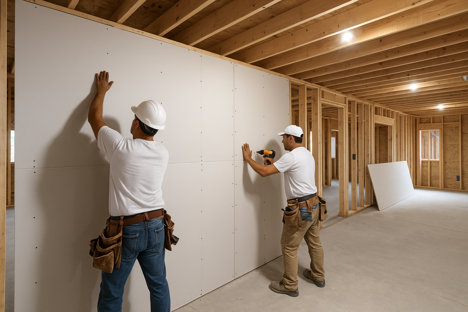 New construction drywall installation
